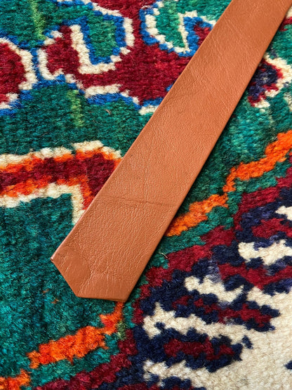 Vintage 1970s Terracotta Leather Skinny Tie