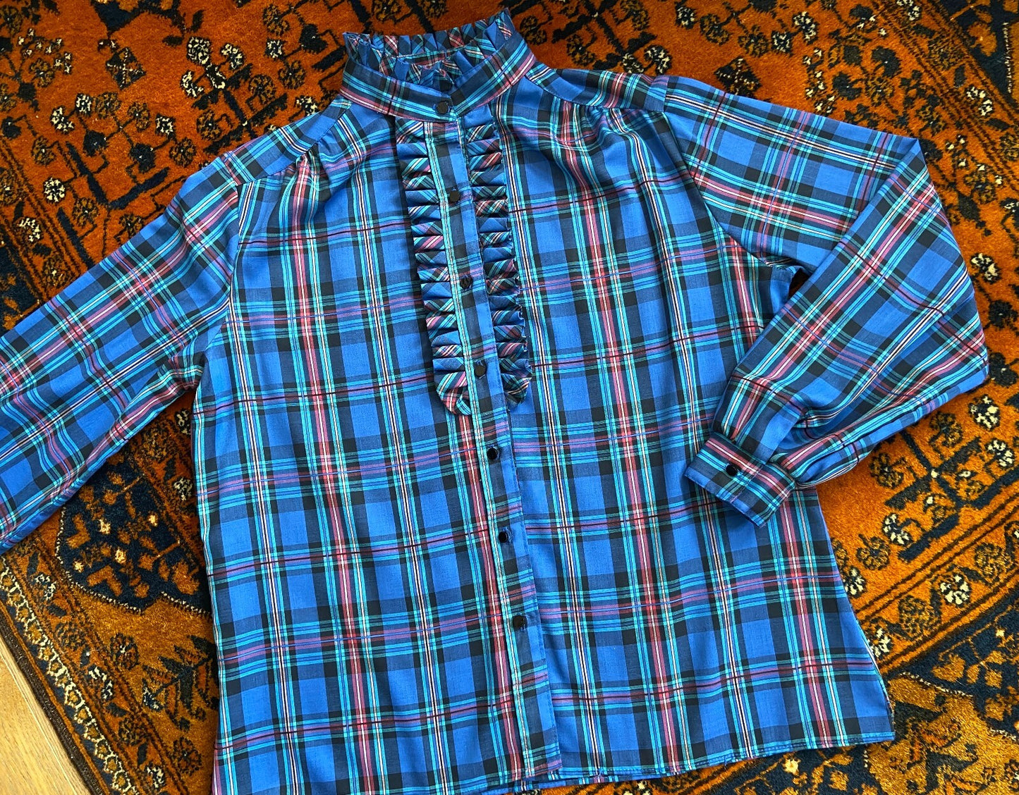 Vintage 1980s Blue Check Prairie Shirt
