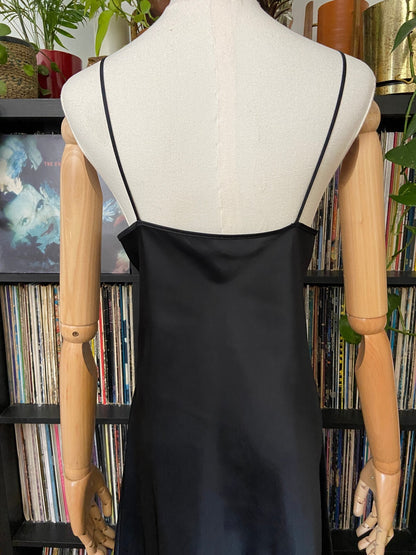 Vintage 1980s Black Lace Slip