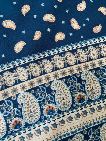 Vintage 1970s Navy Paisley St Michael Scarf