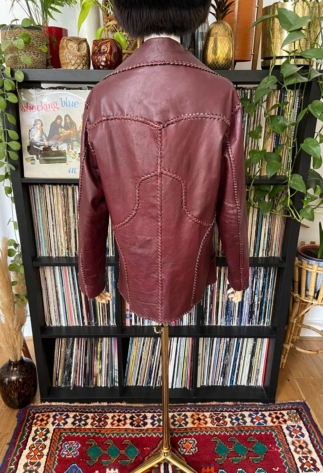 Vintage 1970s Burgundy Whipstitch Leather Jacket