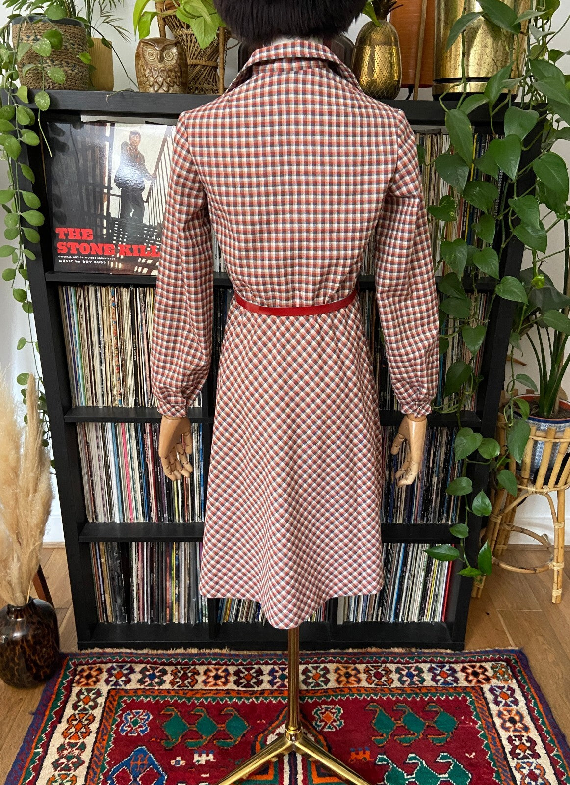 Vintage 1970s Red Check Shirt Dress