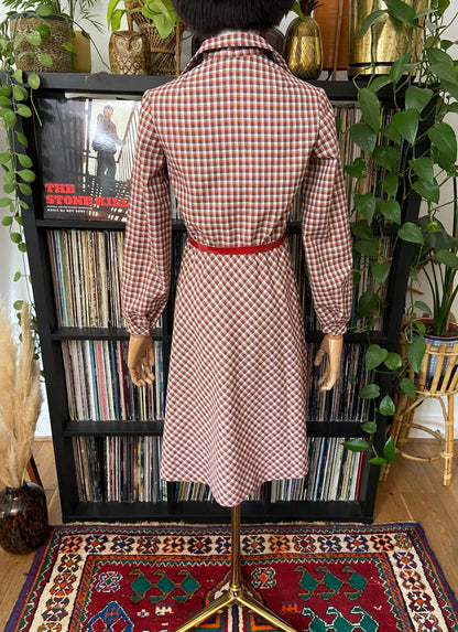 Vintage 1970s Red Check Shirt Dress