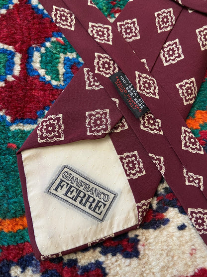 Vintage 1970s Burgundy Gianfranco Ferre Tie