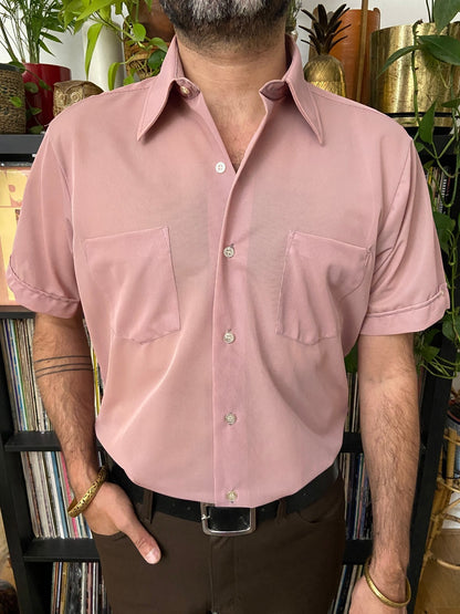 Vintage 1970s Dusty Pink Nylon Shirt