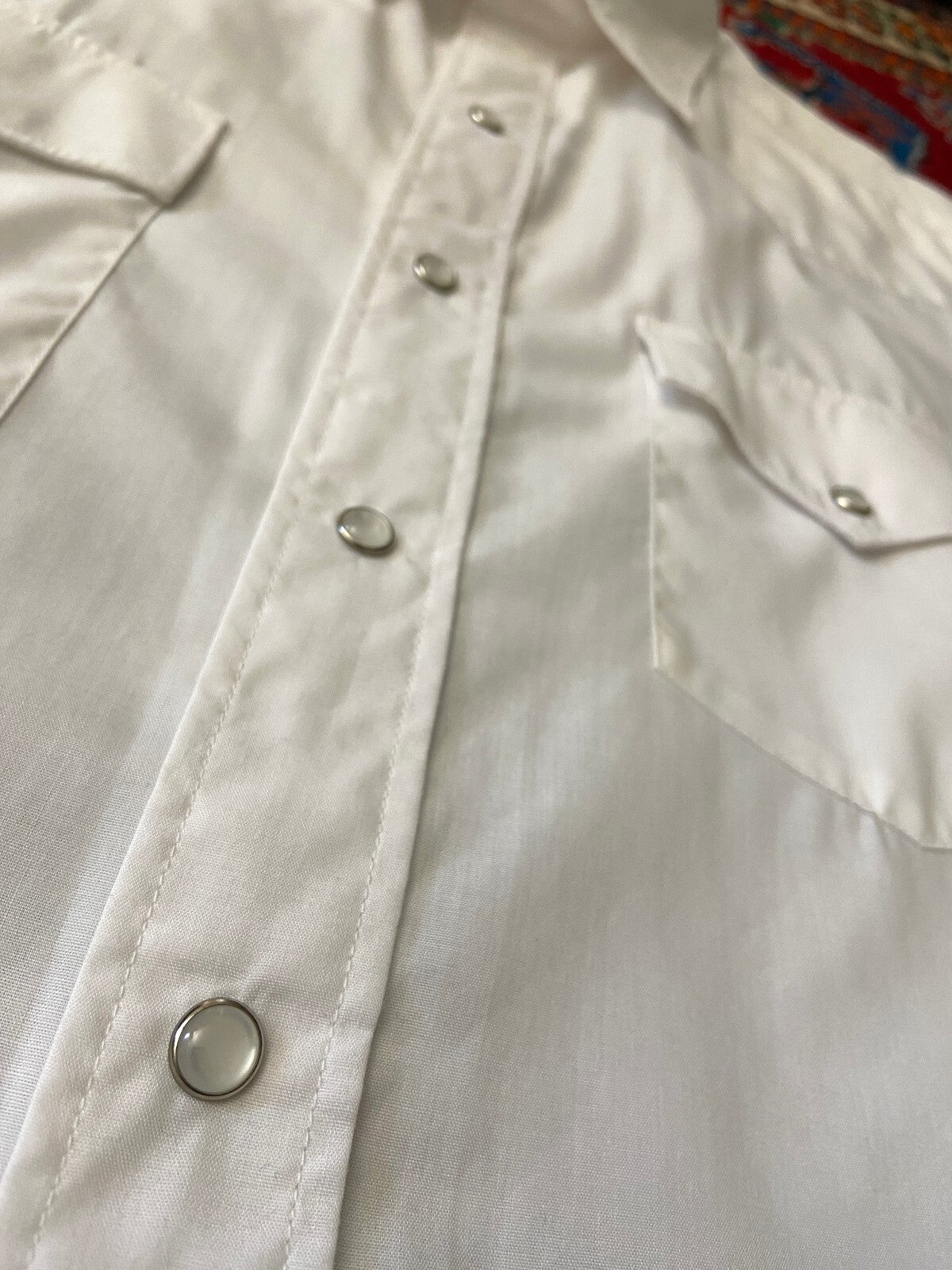 Vintage 1980s Plain White Western Shirt