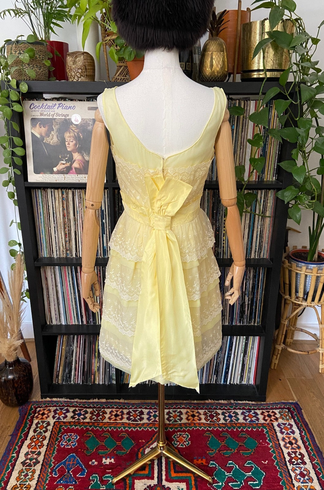 Vintage 1960s Pale Lemon Tiered Party Dress