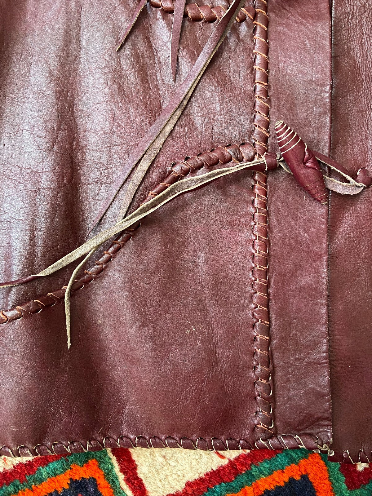 Vintage 1970s Burgundy Whipstitch Leather Jacket