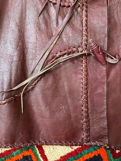 Vintage 1970s Burgundy Whipstitch Leather Jacket