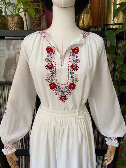 Vintage 1970s Embroidered Penny Lane Blouse