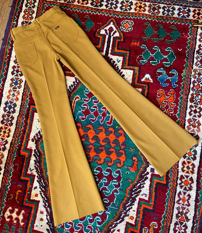 Vintage 1970s Deadstock Lee Mustard Flared Trousers W29