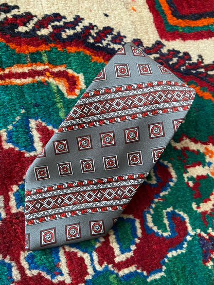 Vintage 1970s St Michael Silver & Red Tie