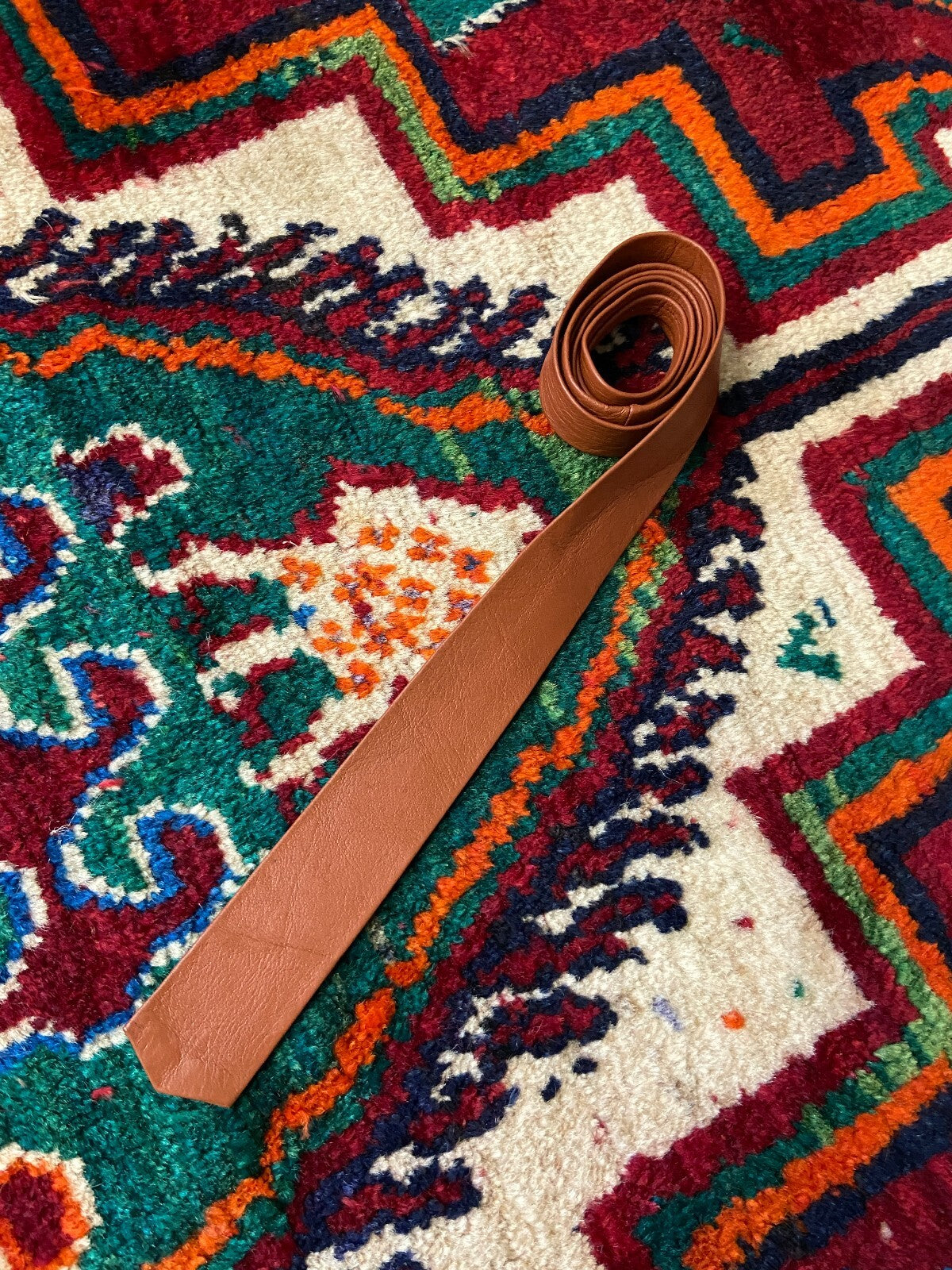 Vintage 1970s Terracotta Leather Skinny Tie