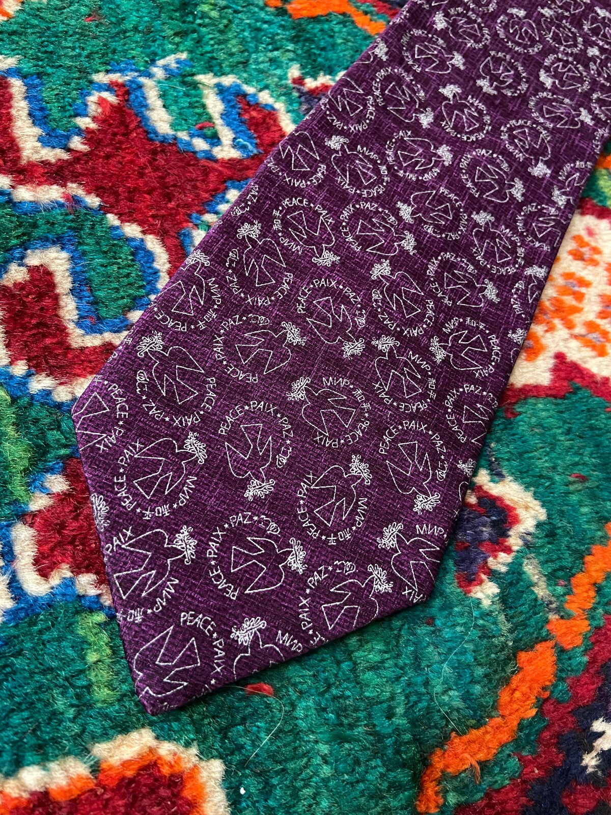 Vintage 80s Purple UNICEF Silk Tie