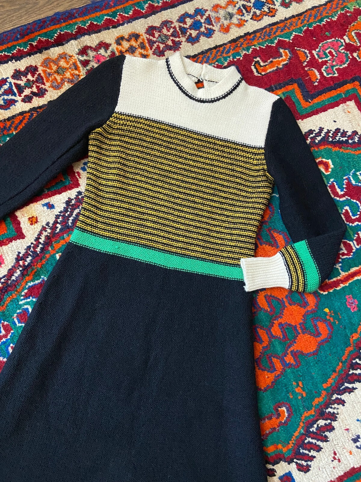 Vintage 1970s Ribbed Knit Sweater Dress