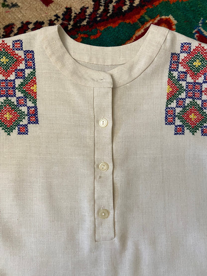 Vintage 1970s Polish Embroidered Folk Tunic