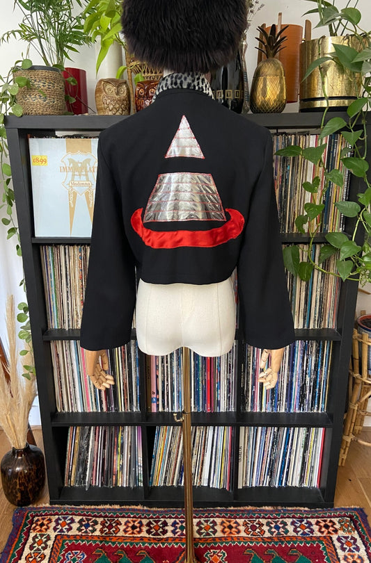 Vintage 1980s Leopard & Pyramid Cropped Jacket