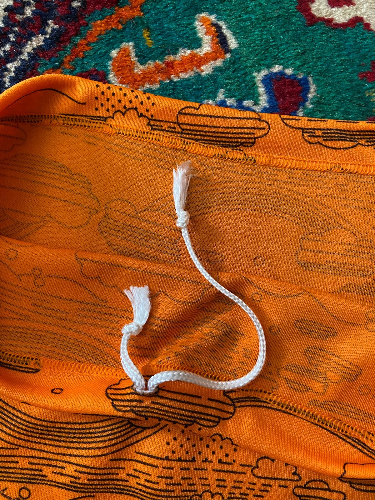 Vintage 1970s Orange Cloud Print Swim Shorts