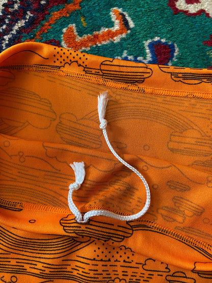 Vintage 1970s Orange Cloud Print Swim Shorts