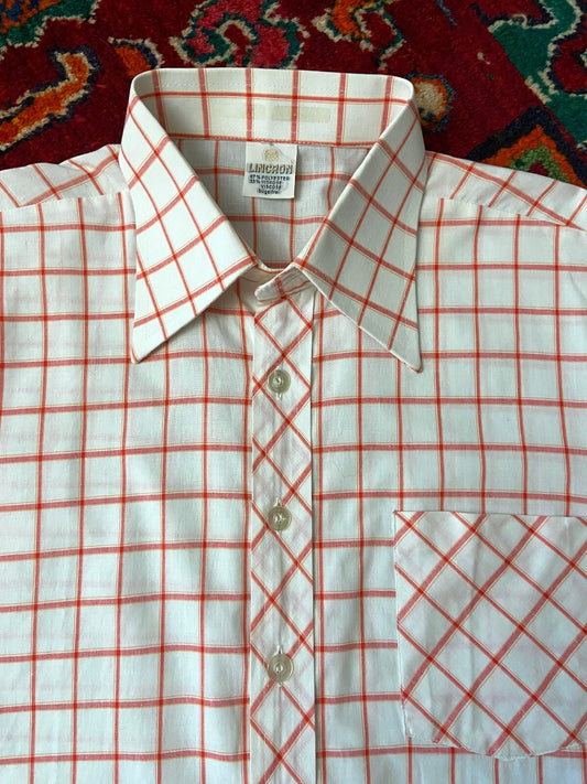 Vintage 1970s Red & White Square Check Deadstock Shirt