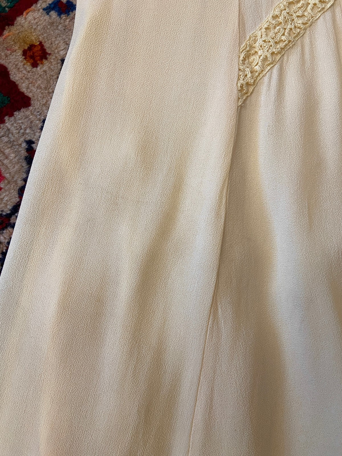 Vintage 1980s Pale Yellow Crochet Detail Dress