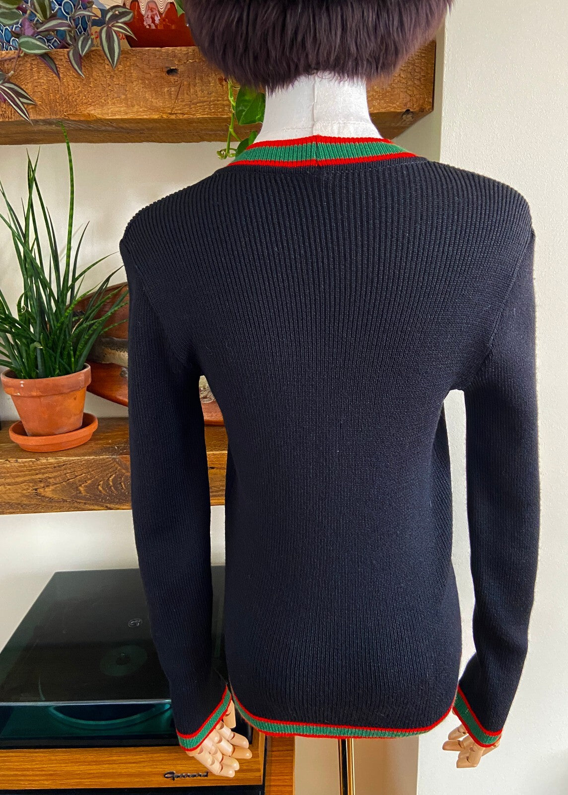 Vintage 1970s Black Austrian Folk Cardigan
