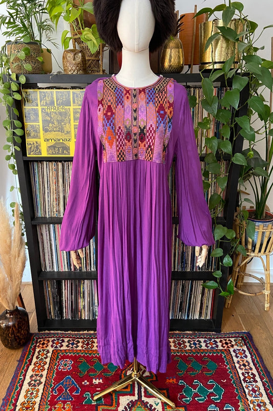 Vintage 1970s Purple Afghan Maxi Dress