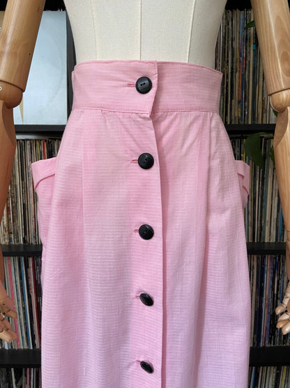 Vintage 1980s Pink Button Down Skirt