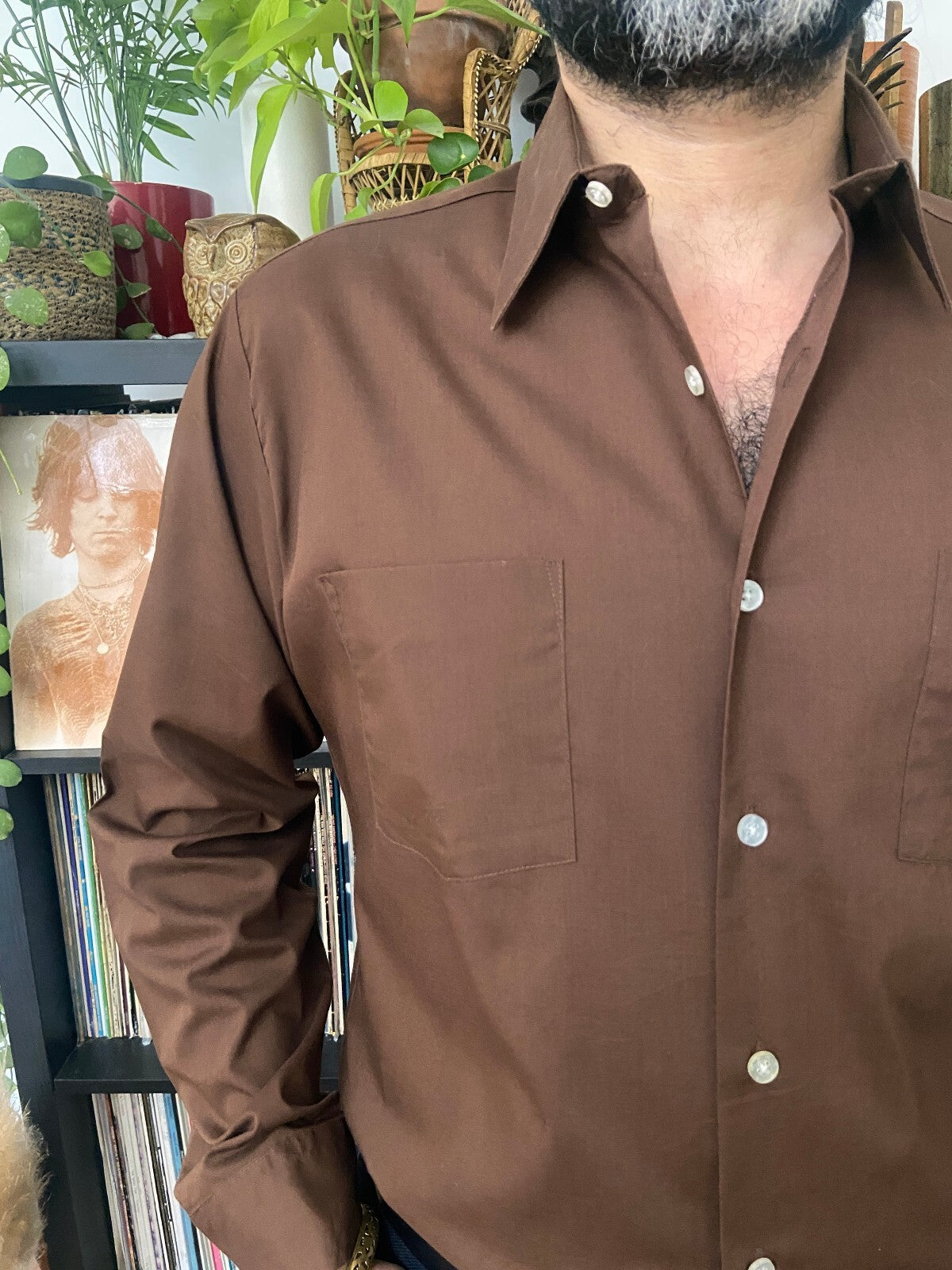 Vintage 1980s Chocolate Brown Sears Shirt