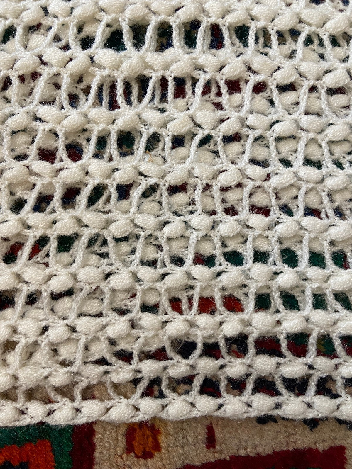 Vintage Cream Crochet Triangle Shawl