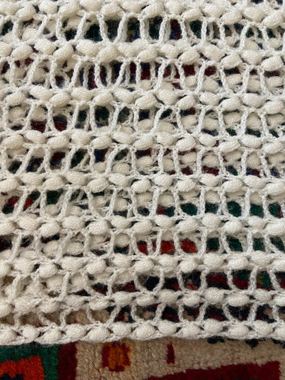Vintage Cream Crochet Triangle Shawl