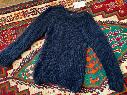 Maiami Navy Loose Knit Handmade Mohair Jumper