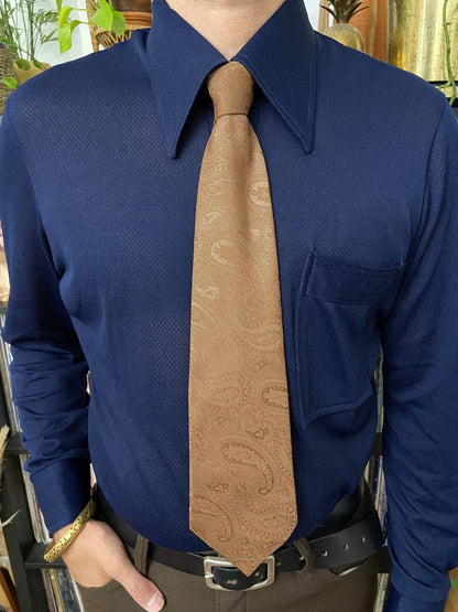 Vintage 1970s Tan Paisley Kipper Tie