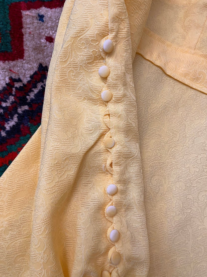 Vintage 1960s Yellow Button Detail Mini Dress
