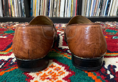 Vintage 1980s Italian Brown Moccasin Shoes UK 8