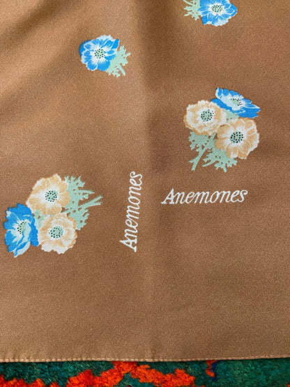 Vintage 1970s Brown Anemones St Michael Scarf