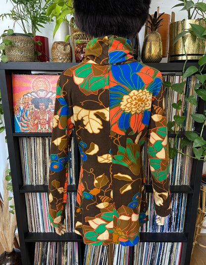 Vintage 1960s Psychedelic Print Tunic Top/Micro Mini