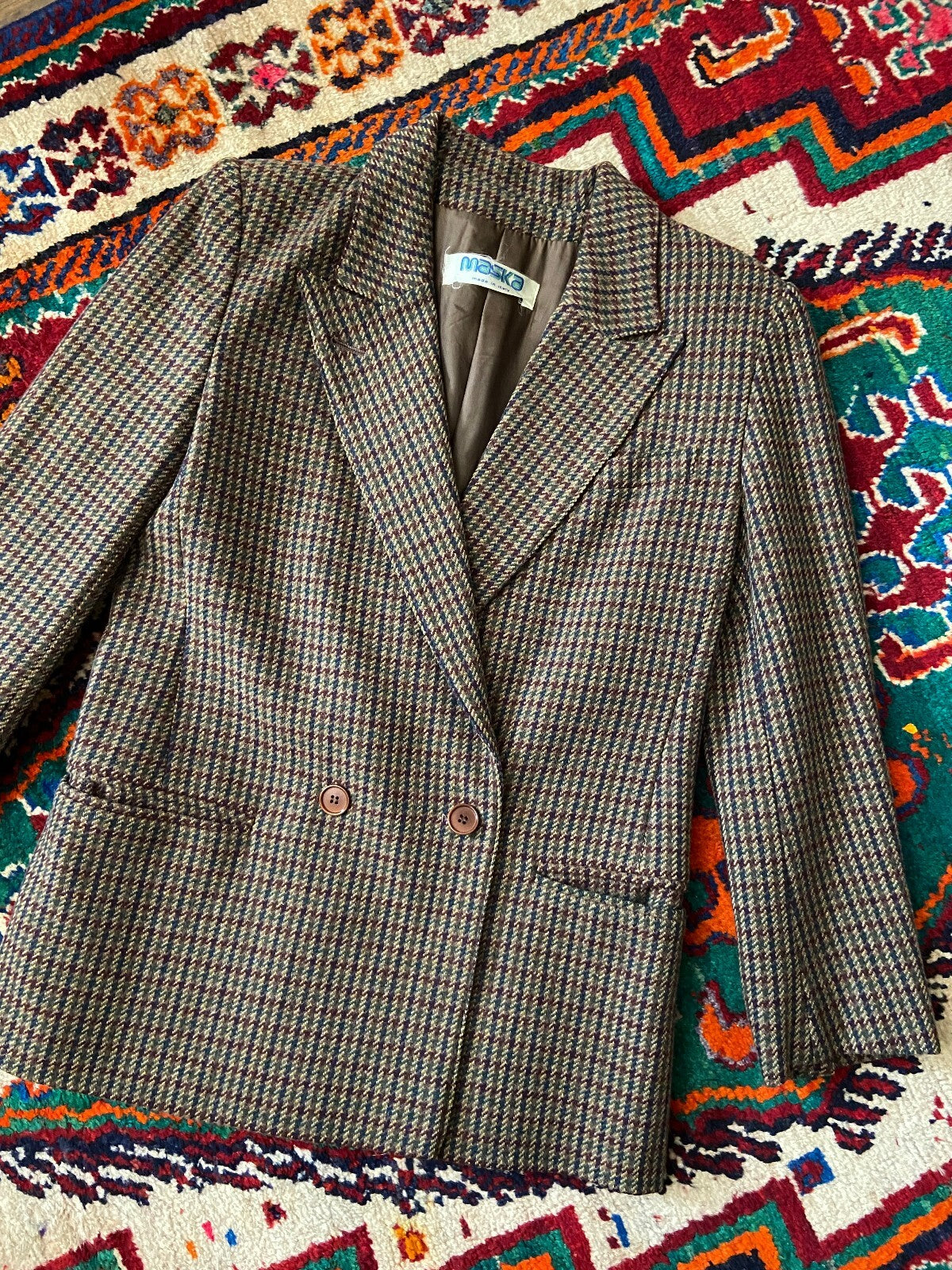 Vintage 1980s Double Breasted Brown Blazer