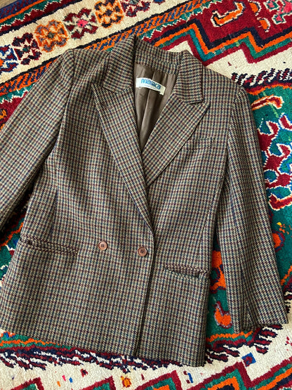 Vintage 1980s Double Breasted Brown Blazer