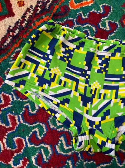 Vintage 1970s Green & Navy Swim Shorts