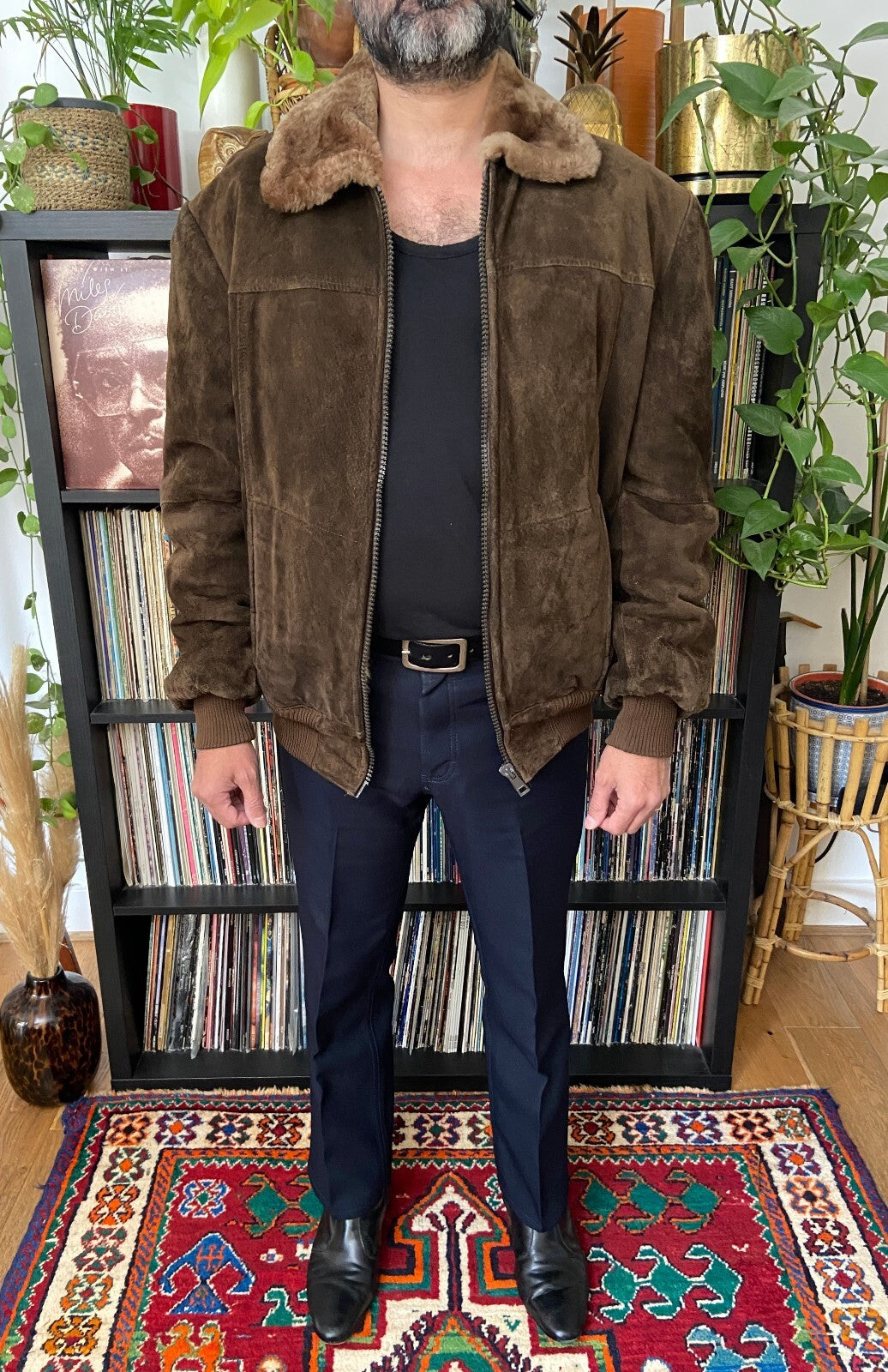 Vintage 1970s Brown Suede Bomber Jacket
