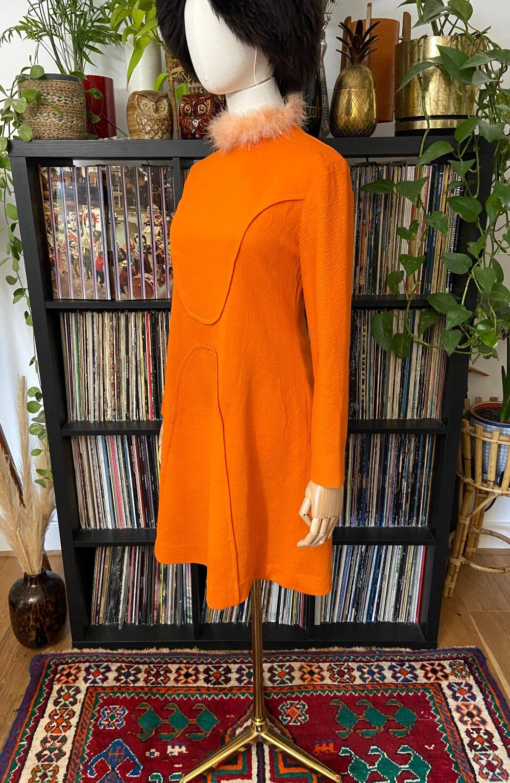 Vintage 1960s Space Age Orange Mod Dress
