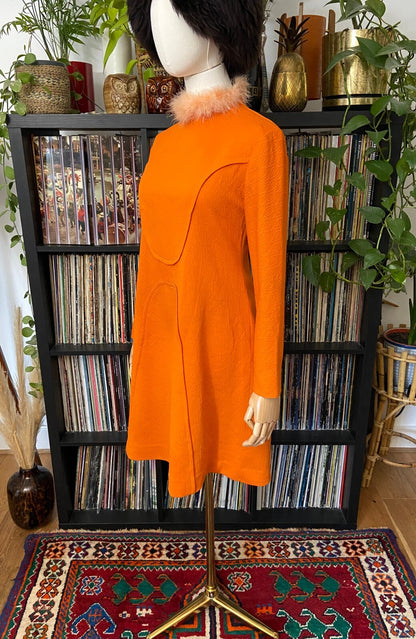 Vintage 1960s Space Age Orange Mod Dress