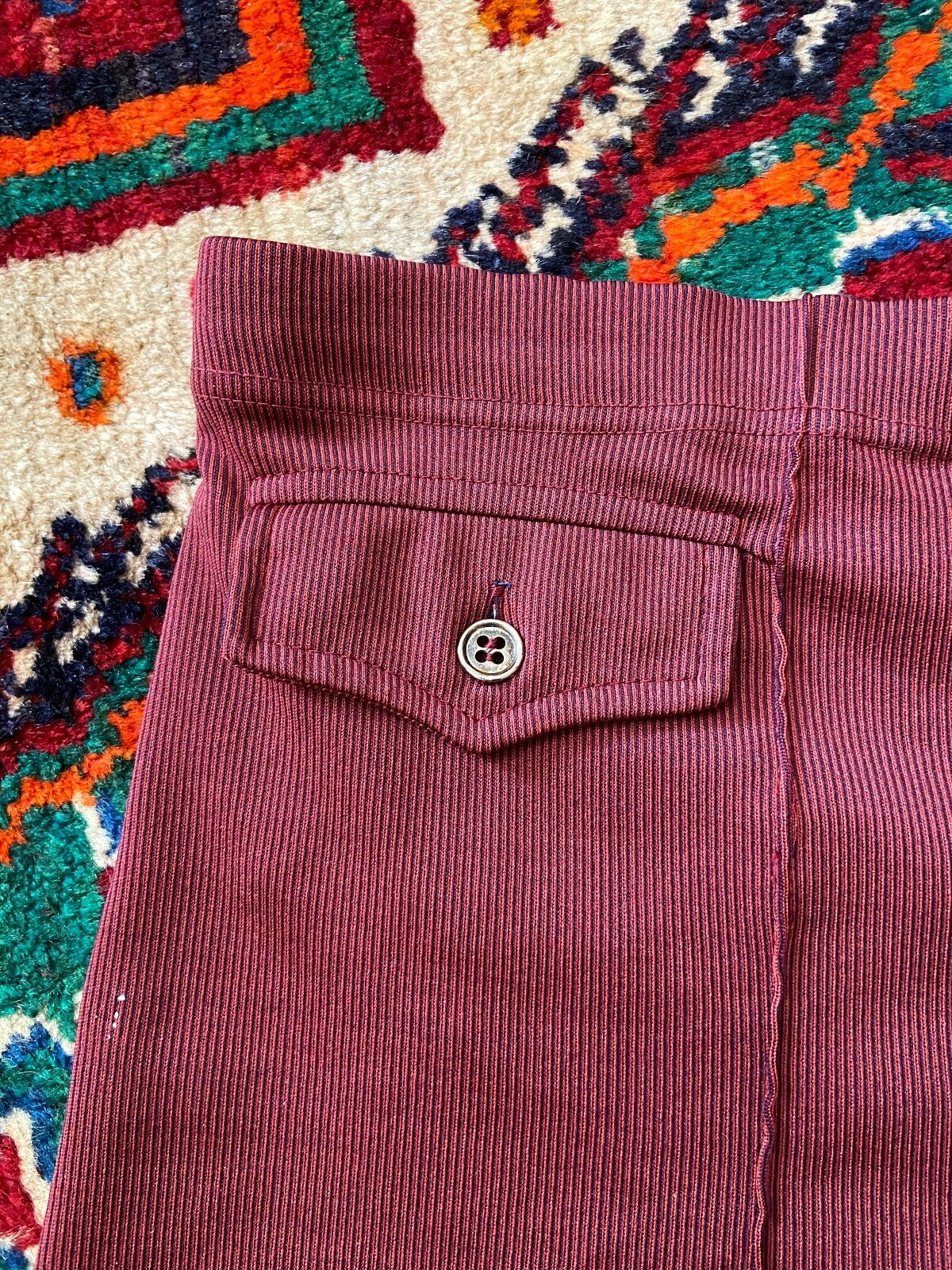 Vintage 1970s Burgundy Stripe Swim Shorts