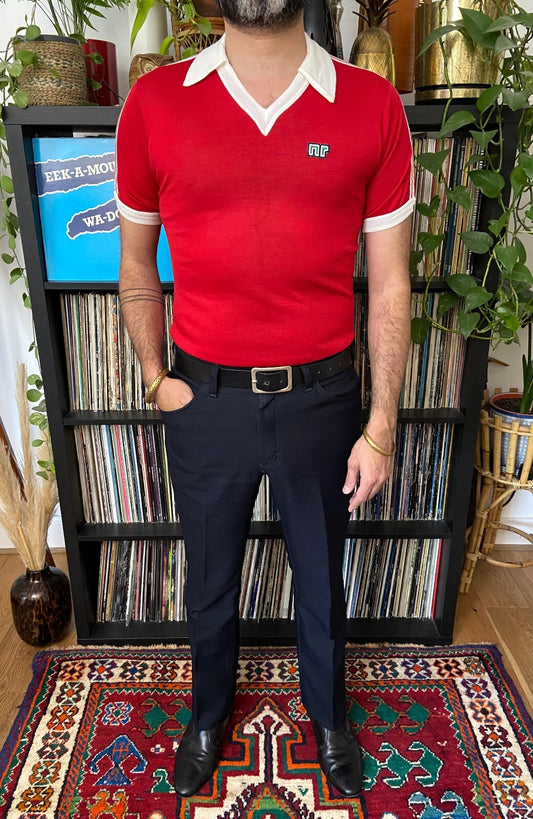 Vintage 1970s Red Collared Football Shirt