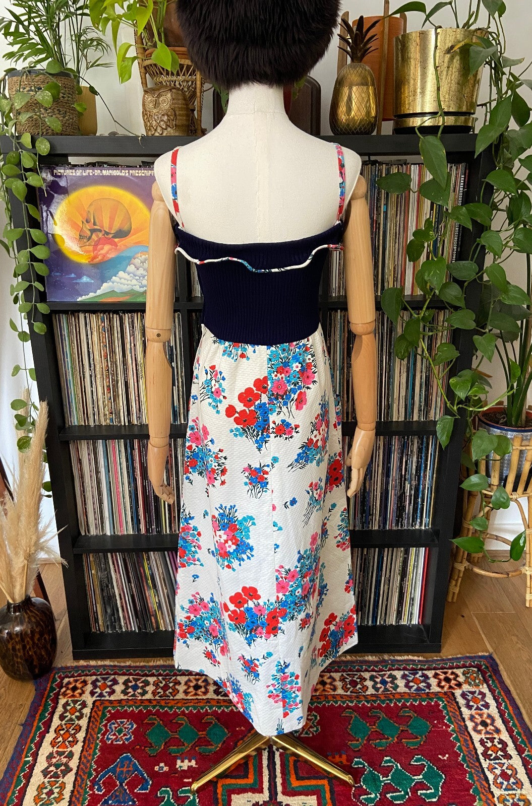 Vintage 1970s Strappy Floral Maxi Dress
