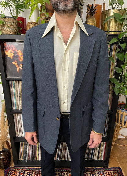 Vintage 1970s Grey Sports Blazer Jacket