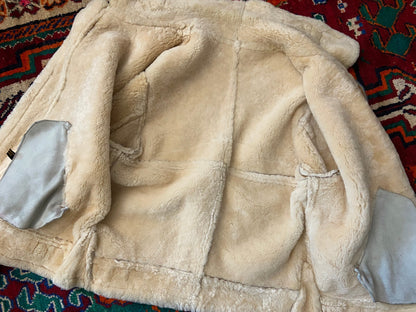 Vintage Tan Sheepskin Bomber Jacket
