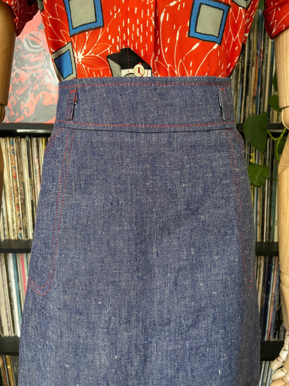 Vintage 1970s Denim A-Line Skirt
