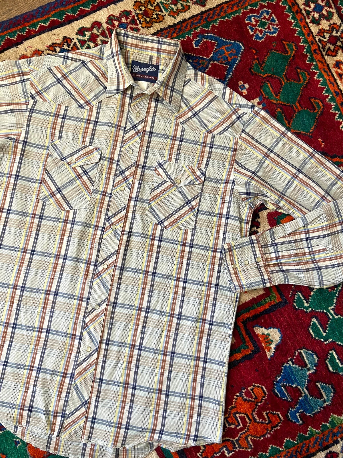 Vintage 90s Beige Wrangler Western Shirt